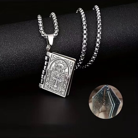 Holy Bible with The Lord's Prayer Necklace / Pendant #858 - Picture 3 of 16